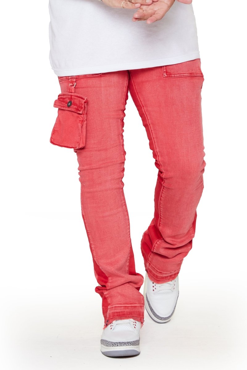 “SMOOTH”  STACKED FLARE JEAN PINK RED