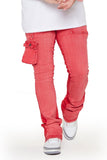 “SMOOTH”  STACKED FLARE JEAN PINK RED