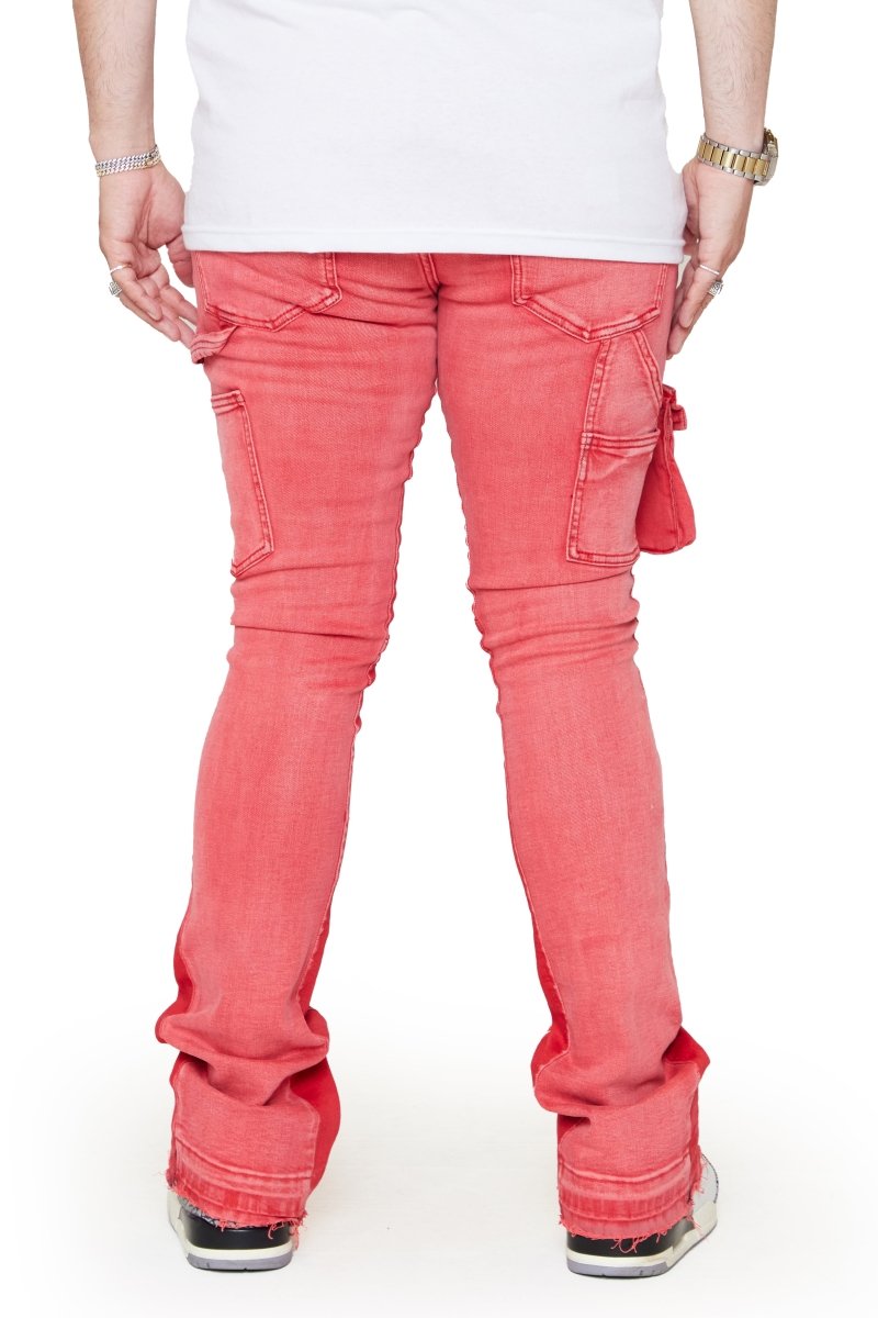 “SMOOTH”  STACKED FLARE JEAN PINK RED