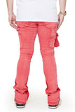 “SMOOTH”  STACKED FLARE JEAN PINK RED