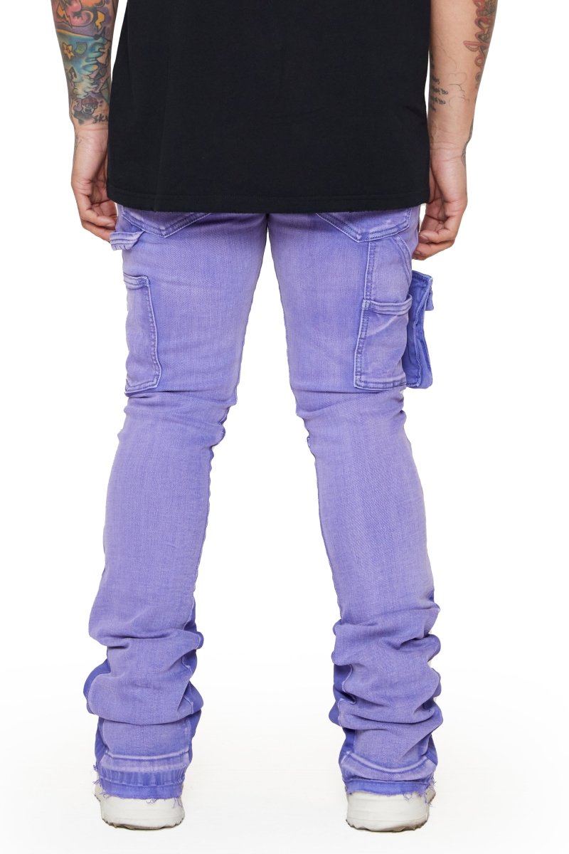 “SMOOTH” STACKED FLARE JEAN PURPLE-BLUE