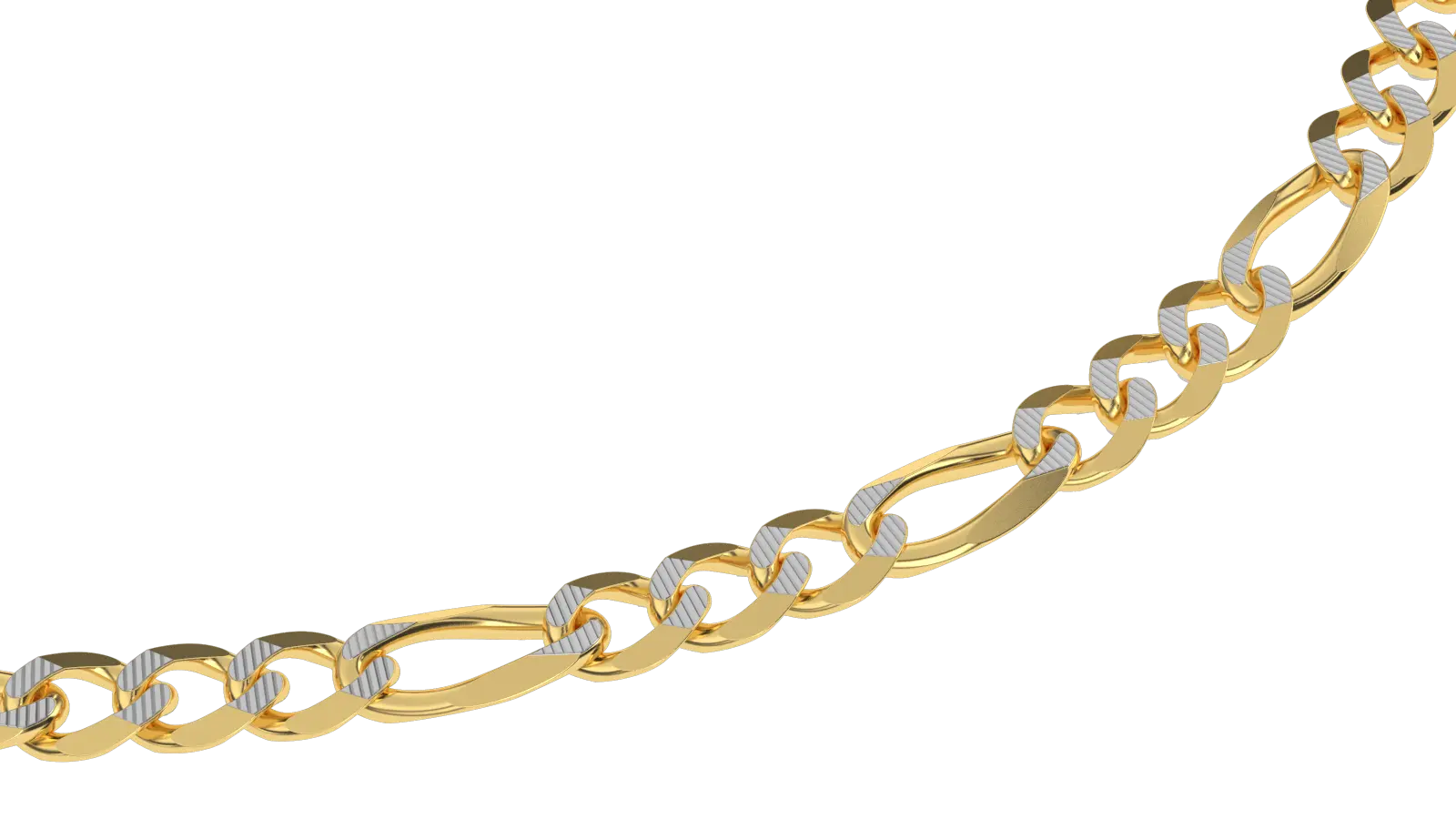 Solid Gold Pave Figaro Chain