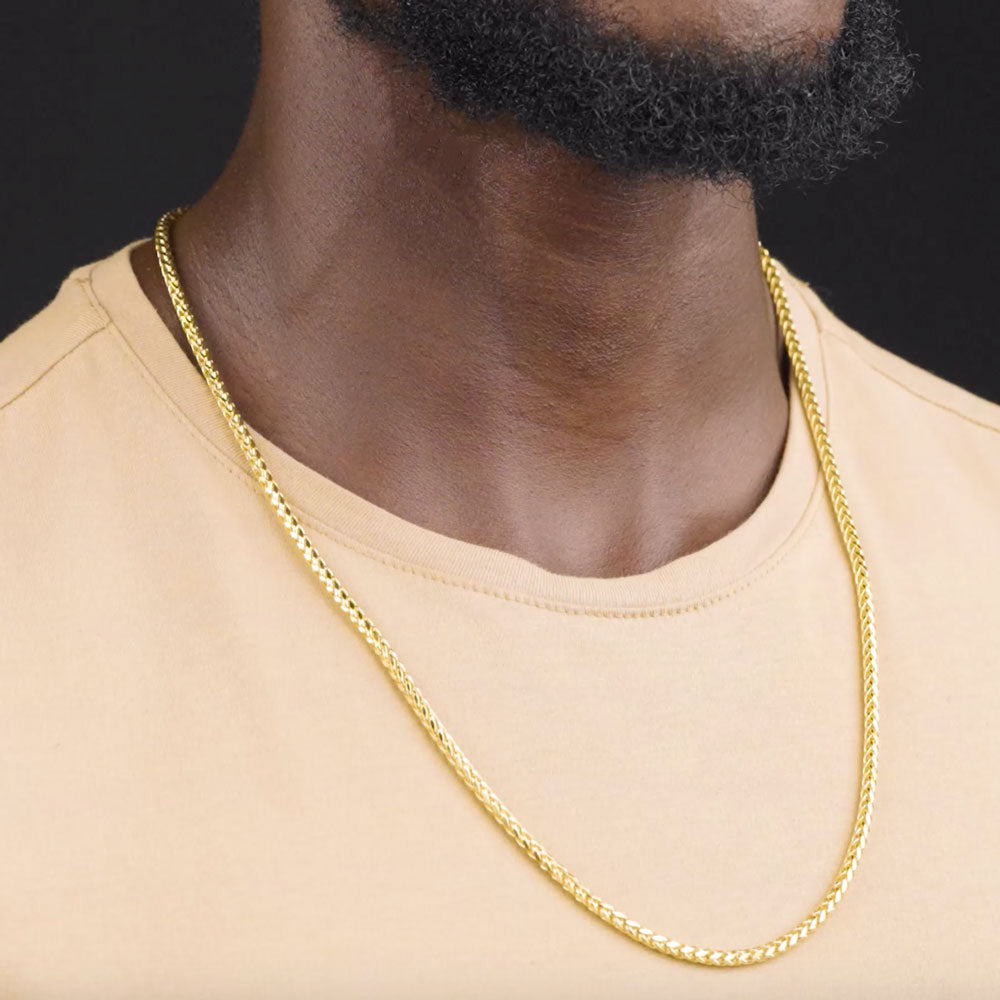 Solid Gold Palm Wheat Franco Chain Hollow