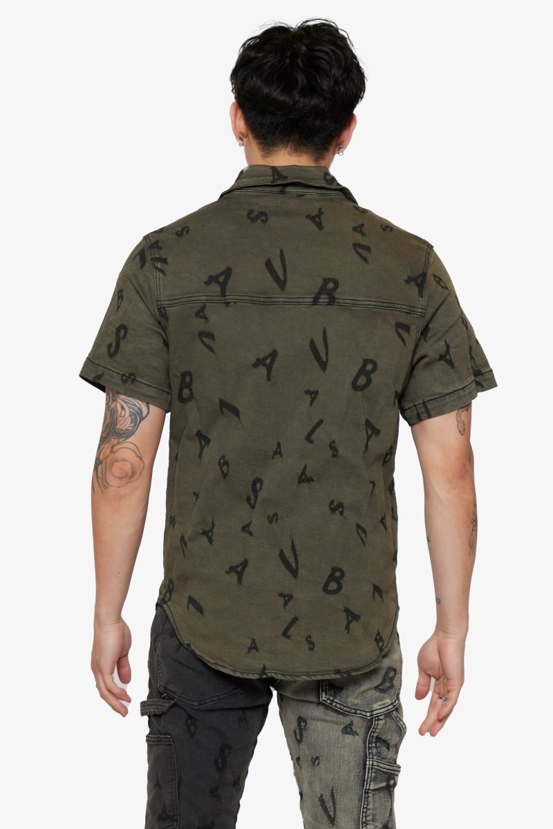 "SOLITARE" DENIM BUTTON UP MATTE BLACK