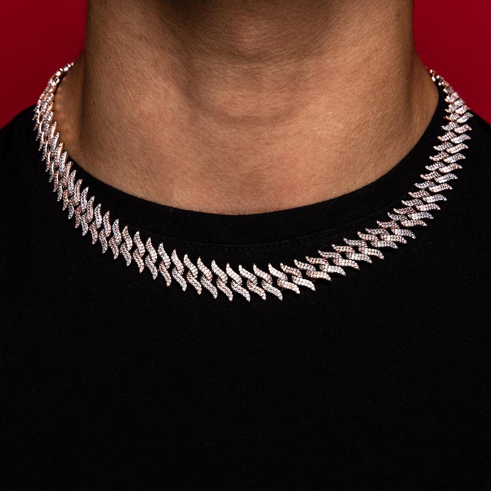 Spiked Laurel Diamond Cuban Chain