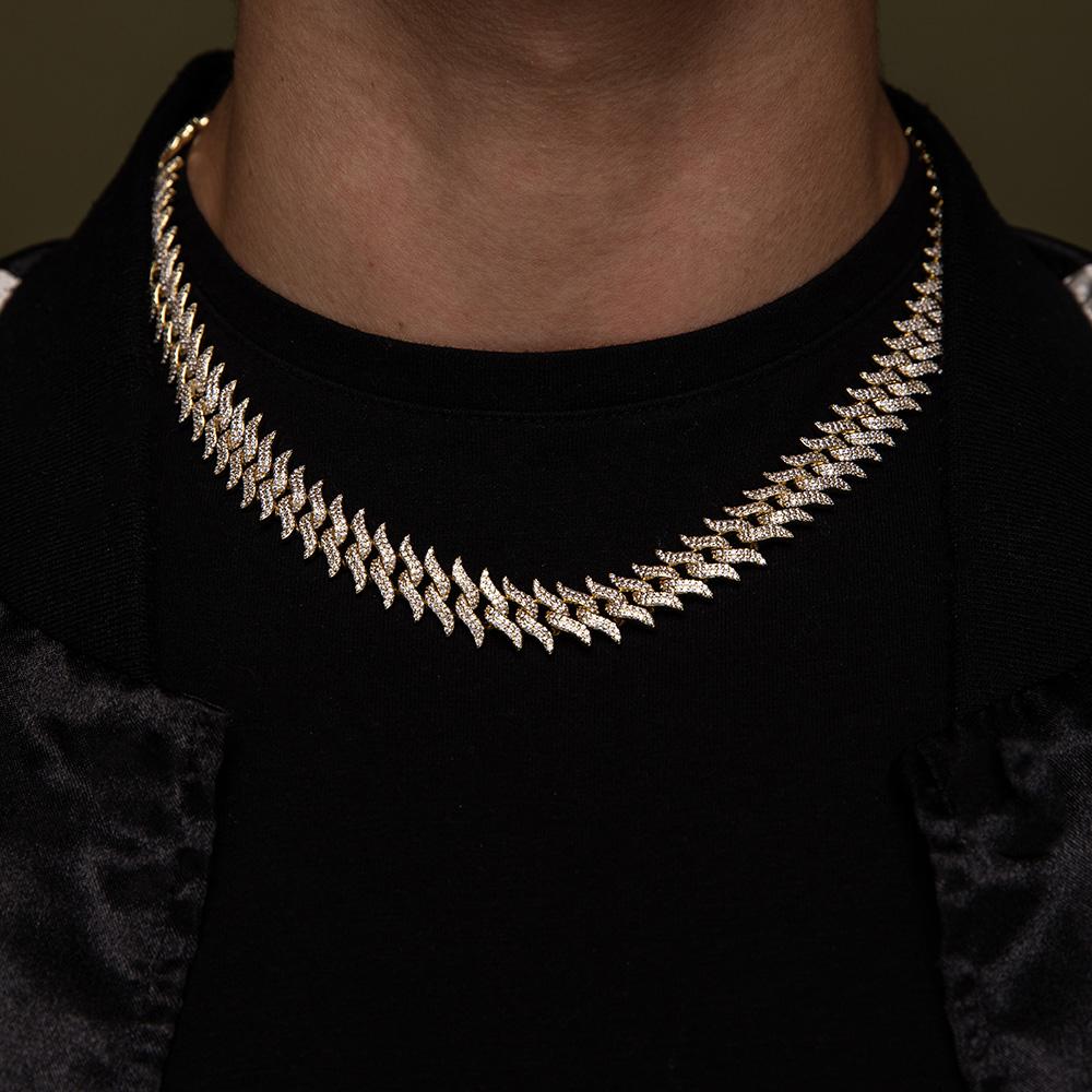 Spiked Laurel Diamond Cuban Chain