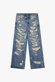 "SPLINTER" BAGGY DENIM JEAN BLUE WASH