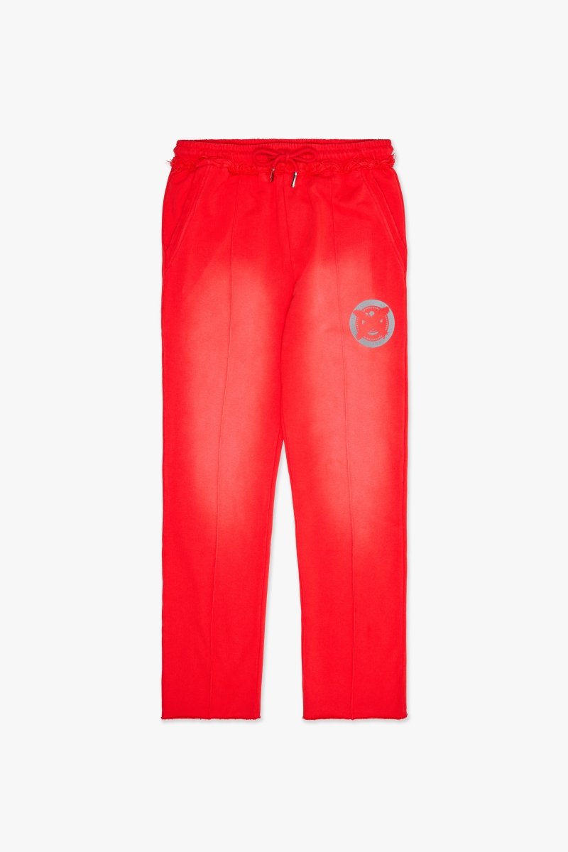 "STAMP" STRAIGHT PANT RED FRENCH TERRY