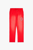 "STAMP" STRAIGHT PANT RED FRENCH TERRY