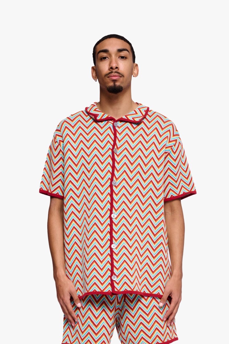 Strata Button Down Red Multi