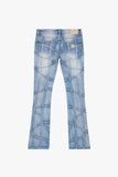 “STREAK” STACKED FLARE DENIM LIGHT BLUE WASH