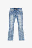 “STREAK” STACKED FLARE DENIM LIGHT BLUE WASH