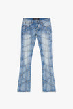 “STREAK” STACKED FLARE DENIM LIGHT BLUE WASH