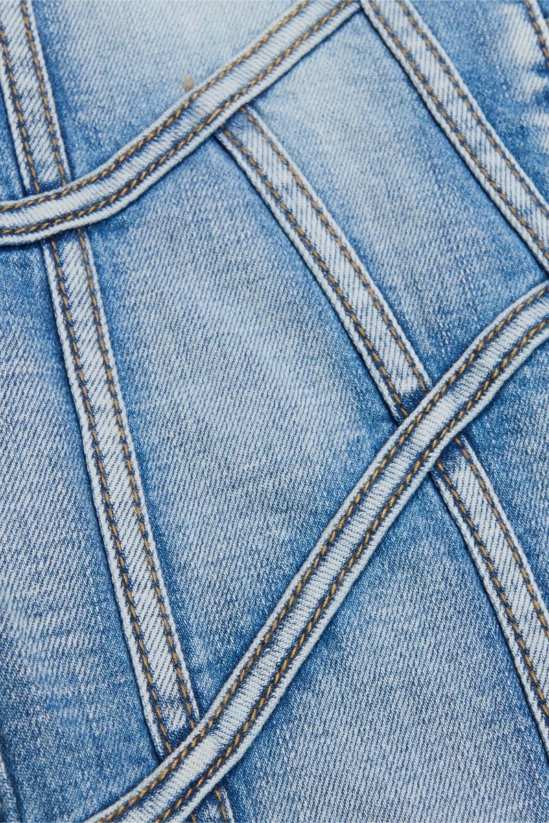 “STREAK” STACKED FLARE DENIM LIGHT BLUE WASH