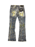 “STREAK” STACKED FLARE DENIM VINTAGE WASH