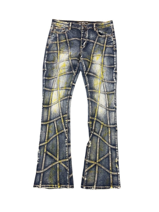 “STREAK” STACKED FLARE DENIM VINTAGE WASH