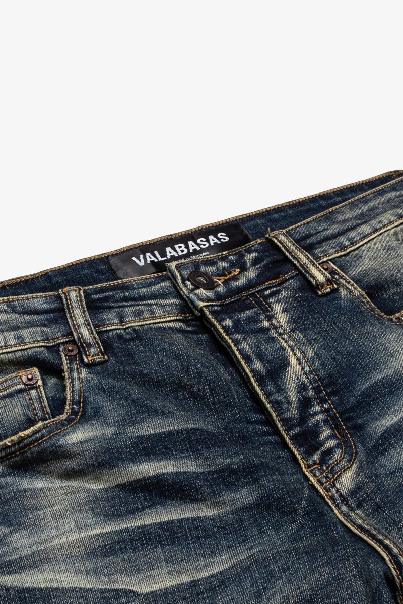 "STREAMLINE" STACKED FLARE JEAN DK VINTAGE WASHED