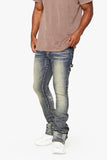 "STREAMLINE" STACKED FLARE JEAN DK VINTAGE WASHED