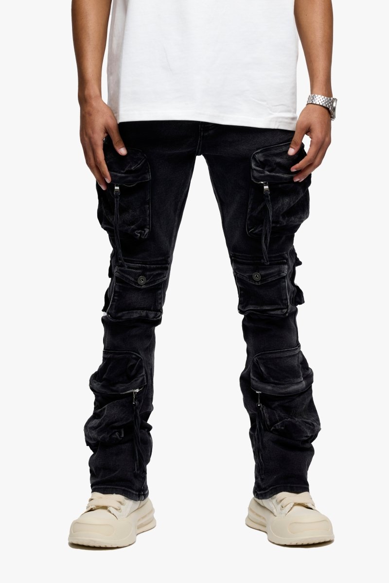 Strike Stacked Flare Jean Black Washed