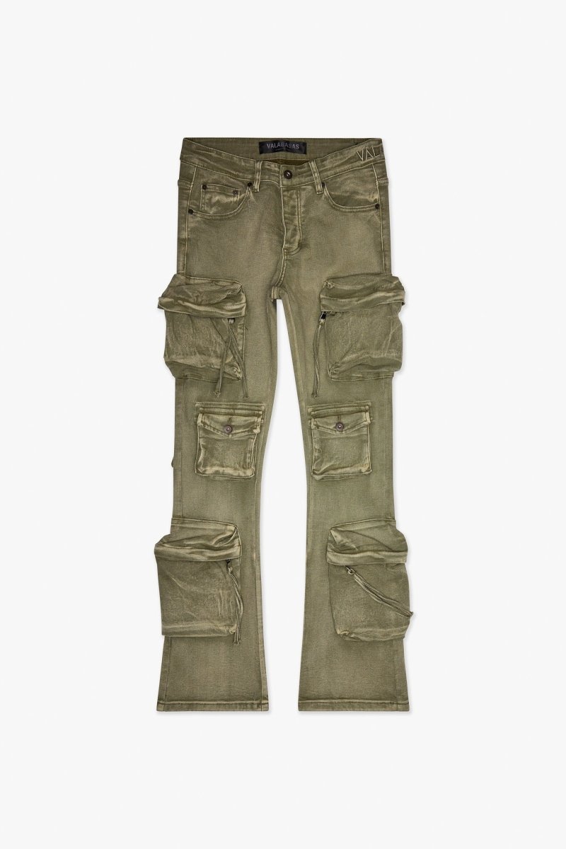 Strike Stacked Flare Jean Green Washed