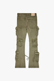 Strike Stacked Flare Jean Green Washed