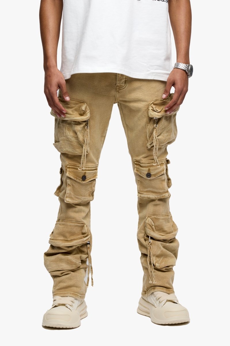Strike Stacked Flare Jean Khaki Washed