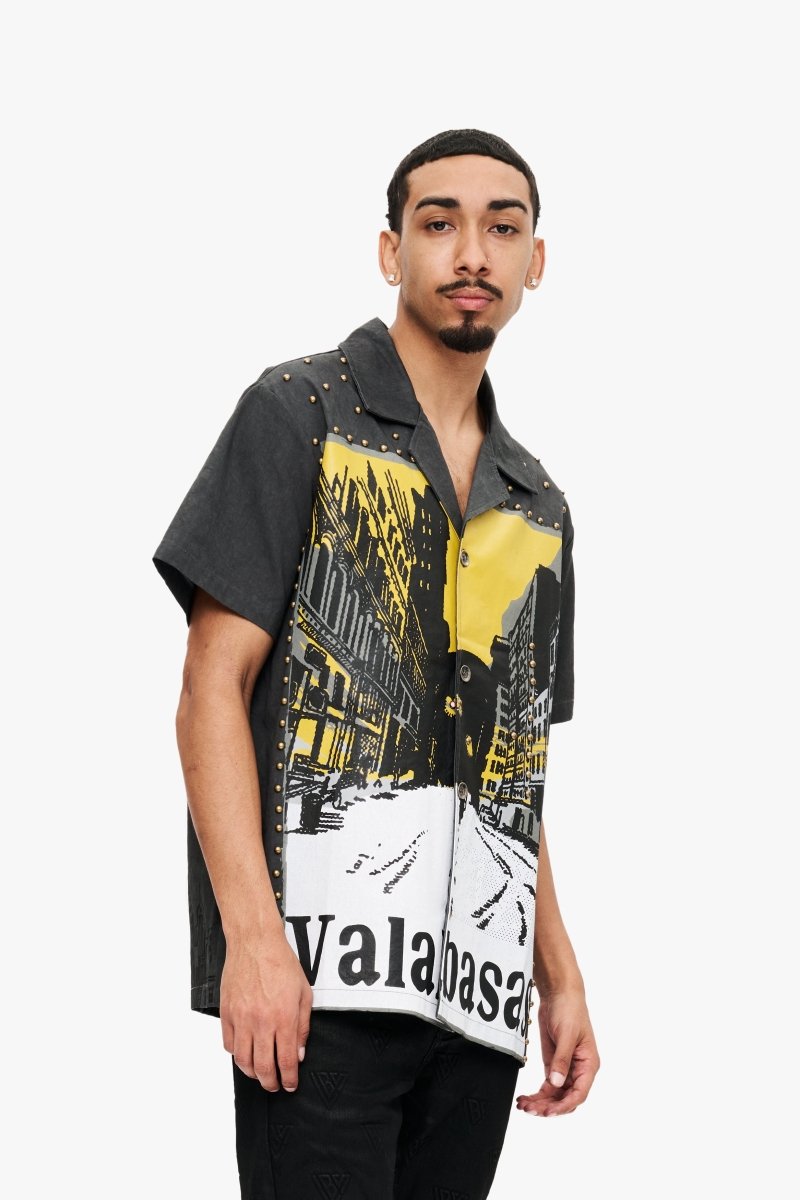 Studded Street Button Up  Vintage Grey