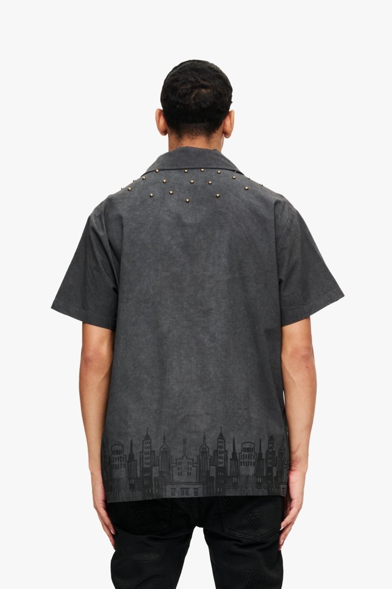 Studded Street Button Up  Vintage Grey