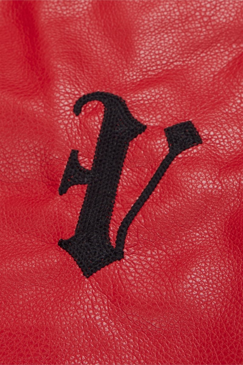 "SUPERIOR WORLD" LEATHER STACKED FLARE JEAN RED