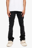 Tagged Stacked Flare Jean Black Washed