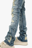 Tearaway Stacked Flare Jean Dark Blue Wash