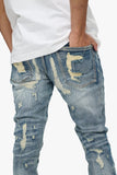 Tearaway Stacked Flare Jean Dark Blue Wash