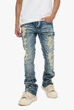 Tearaway Stacked Flare Jean Dark Blue Wash