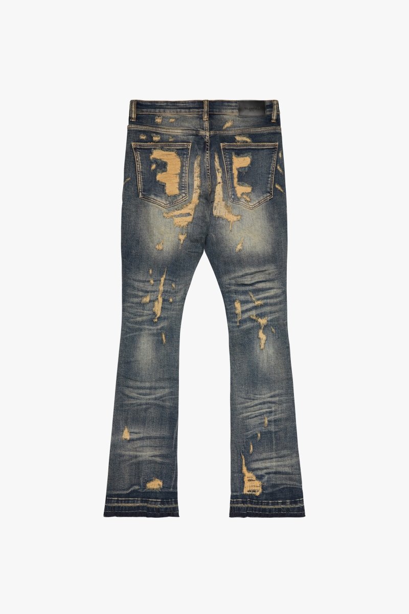 Tearaway Stacked Flare Jean Dark Vintage Washed