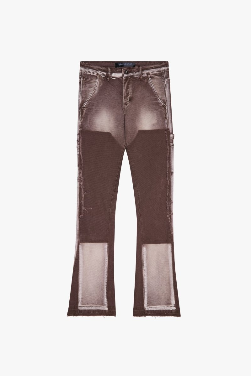 "THE CARPENTER” STACKED FLARE JEAN LIGHT BROWN