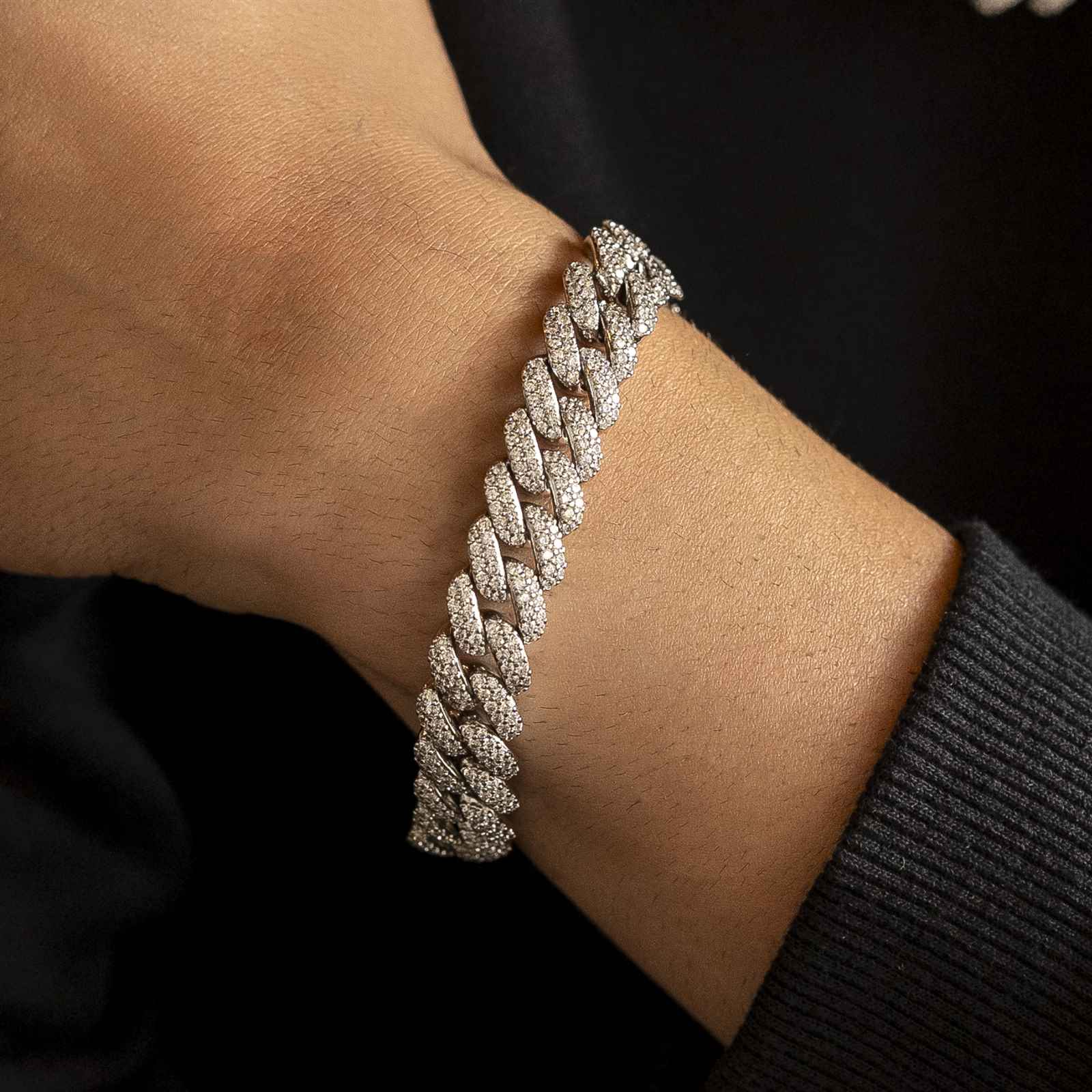 Diamond Cuban Link Bracelet White Gold 12mm