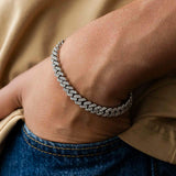 Straight Edge Diamond Cuban Bracelet 8mm