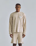 The Path Monogram Cable Knit Crewneck Cream