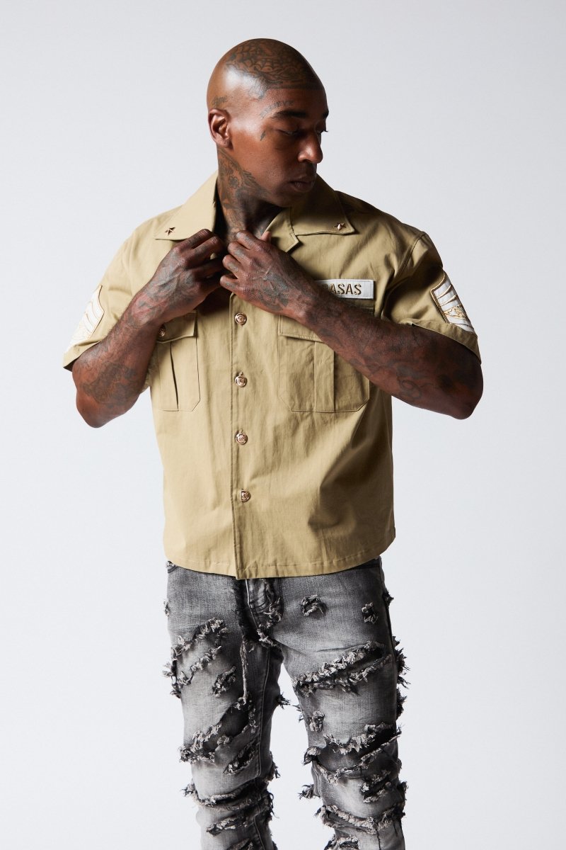 "THE REBEL" BUTTON UP KHAKI