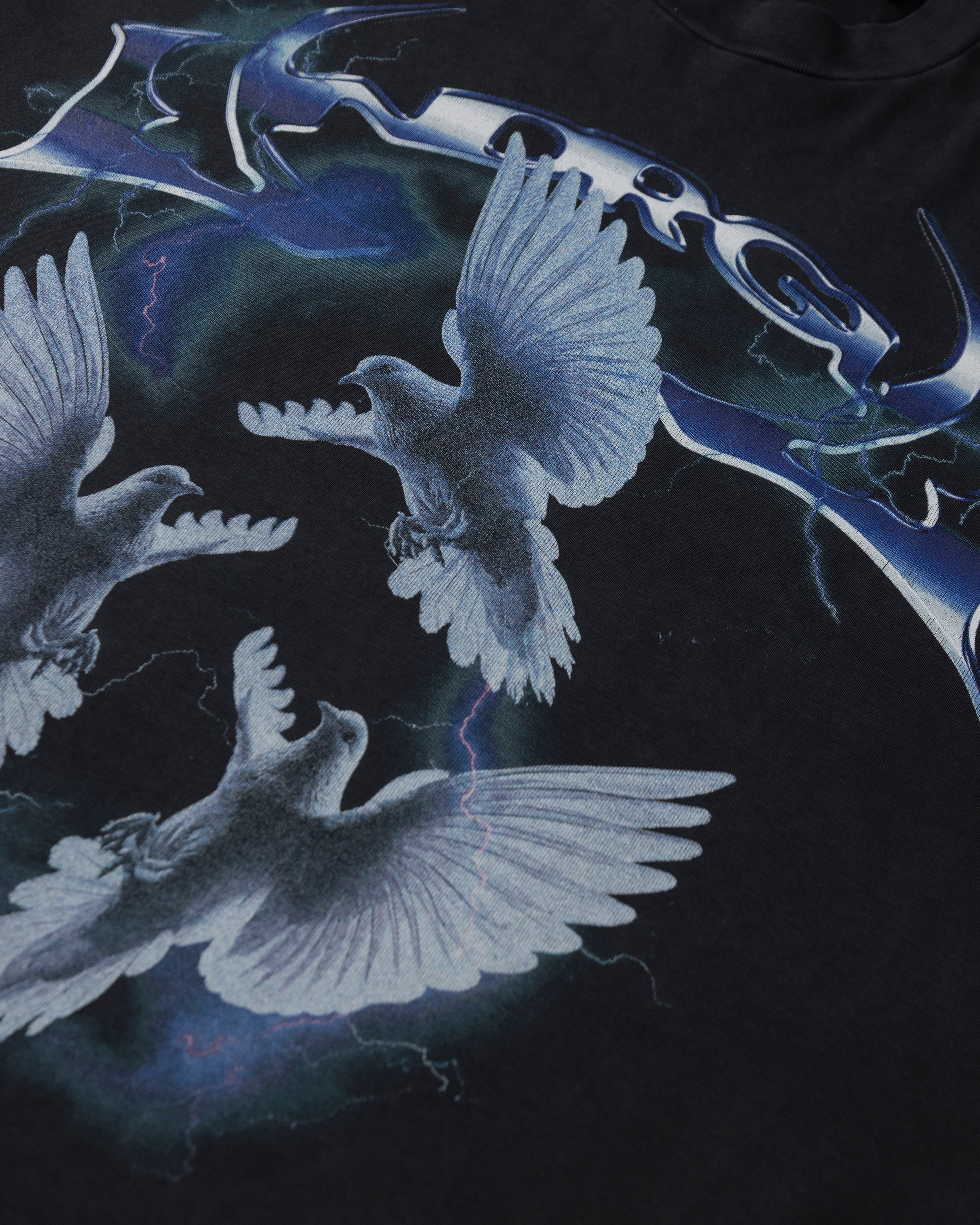 Thunder Rider Pigeons Boxy Fit Tshirt Vintage Black