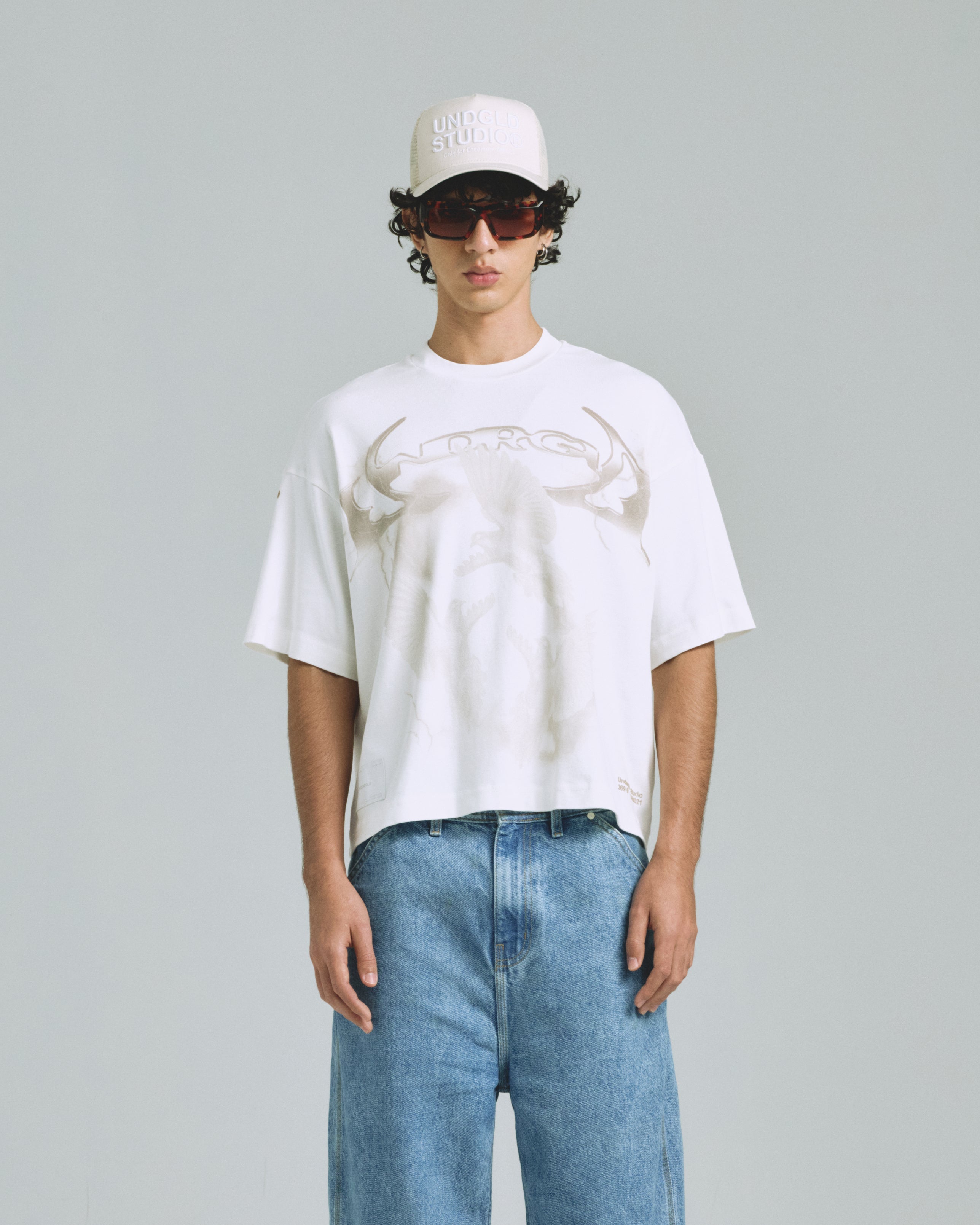 Thunder Rider Pigeons Boxy Fit Tshirt White
