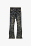 Tire Stacked Flare Jean Blue Vintage