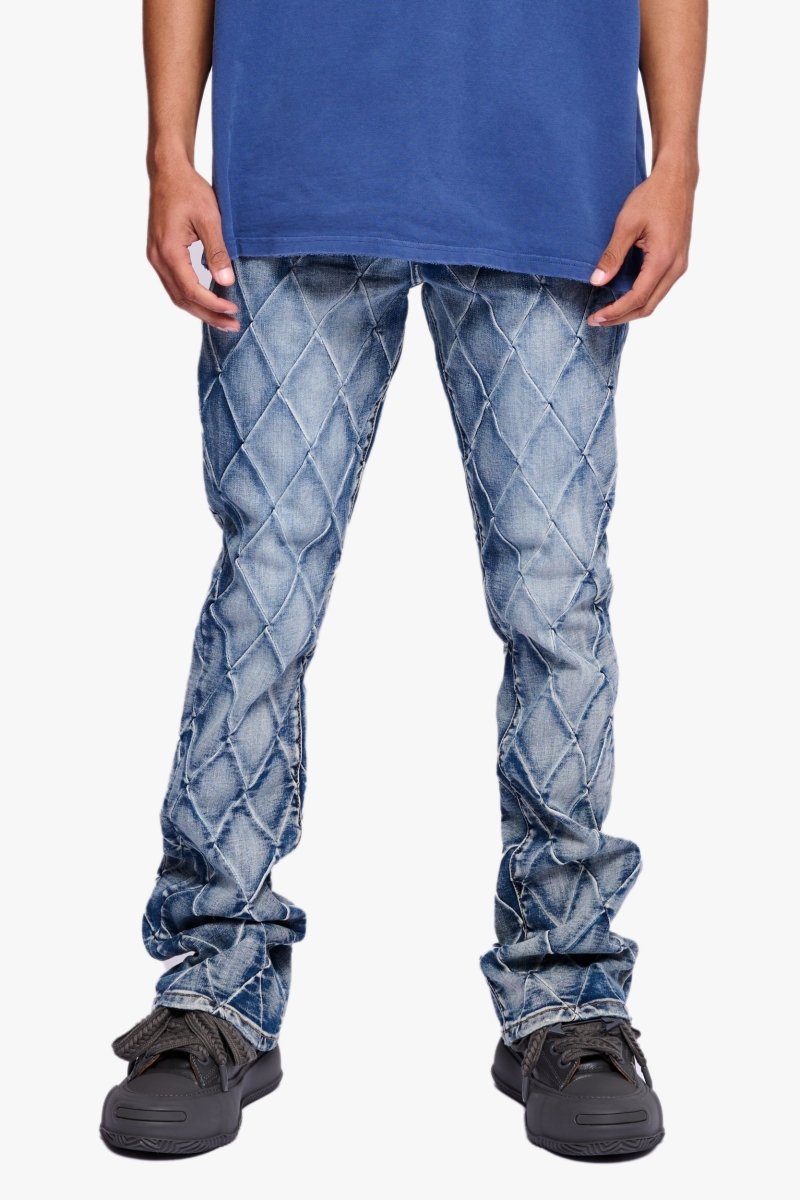 Tire Stacked Flare Jean Blue Washed