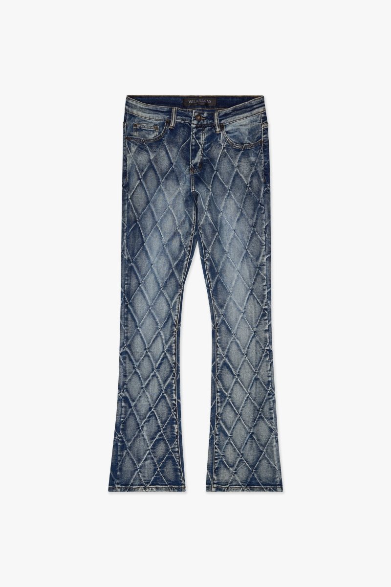 Tire Stacked Flare Jean Blue Washed