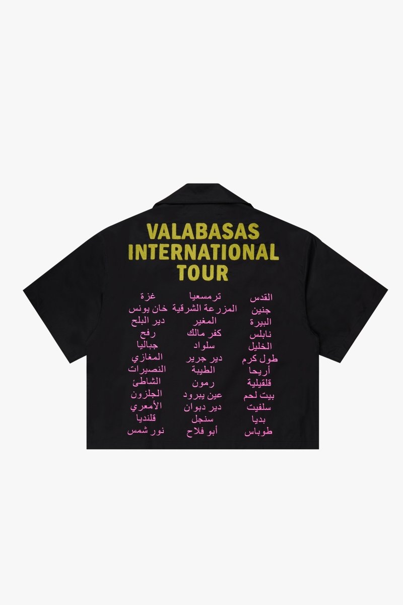 "TOUR" CROP BUTTON DOWN BLACK/YELLOW