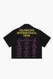 "TOUR" CROP BUTTON DOWN BLACK/YELLOW