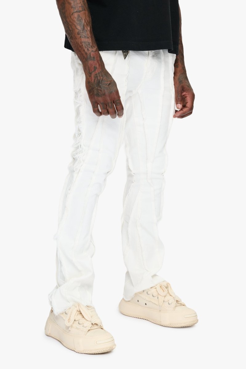 Twisted Denim Jean Stacked White