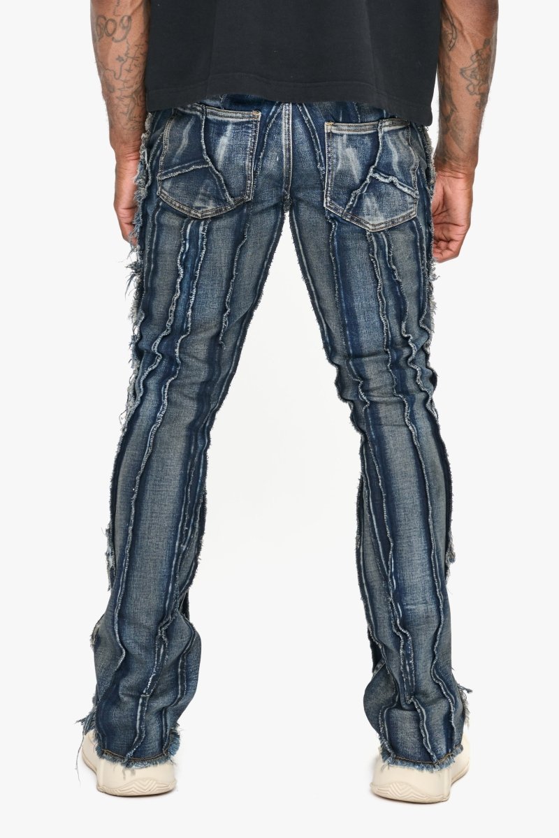 Twisted Stacked Denim Blue Black Wash Denim