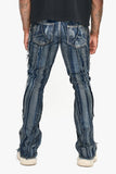 Twisted Stacked Denim Blue Black Wash Denim