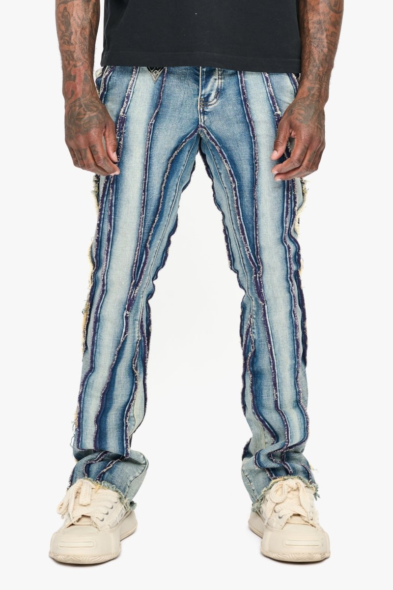 Twisted Stacked Denim Blue Wash